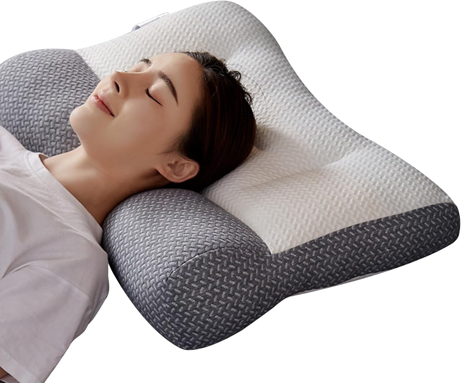 PORIYA Premium Cervical Anti-Snore Pillow for Neck,Shoulder Pain Relief Ergonomic Support for Side, Back, Stomach Sleepers Contoured Design to Prevent Heavy Snoring (40 X 60Cm)