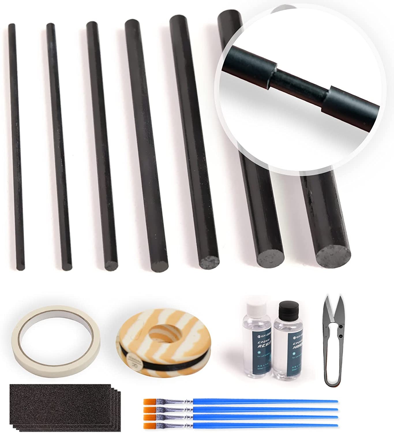 Fishing Rod Repair Kit Complete,Full Supplies with Glue for Freshwater & Saltwater Broken Fishing Pole Repair with Carbon Fiber Sticks,Rod Building Epoxy Finish