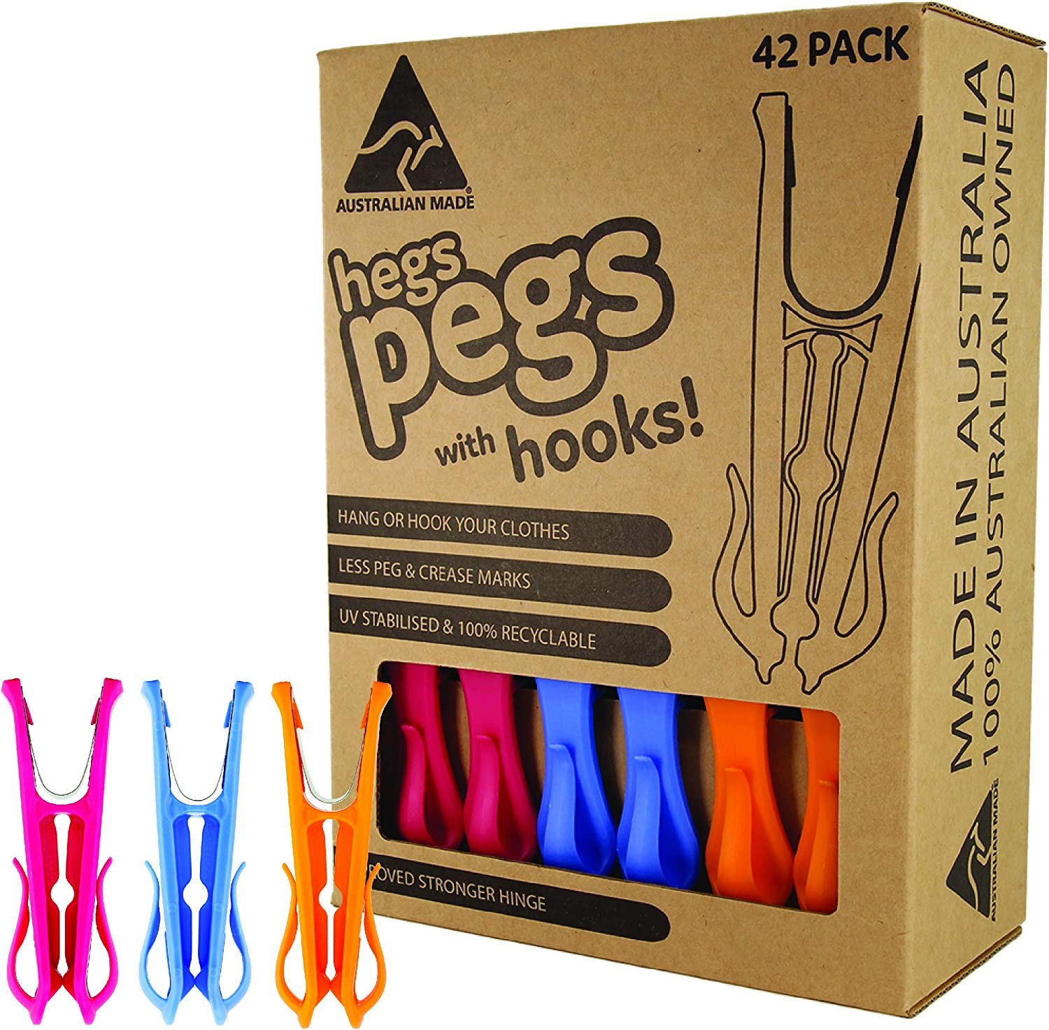 HEGS Pegs 42 Pack Mixed Colours (H42-MIX-K501)