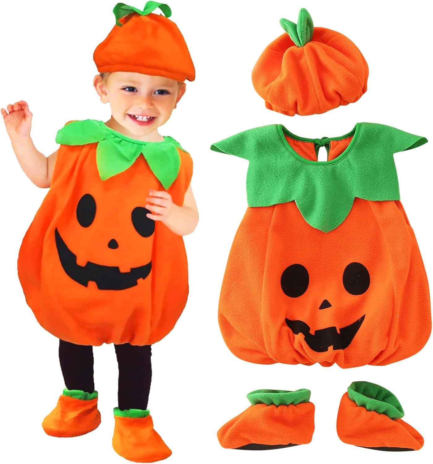 S3XY-FIV5 Pumpkin Costume for Kids, Halloween Dress up Party Outfit with Hood