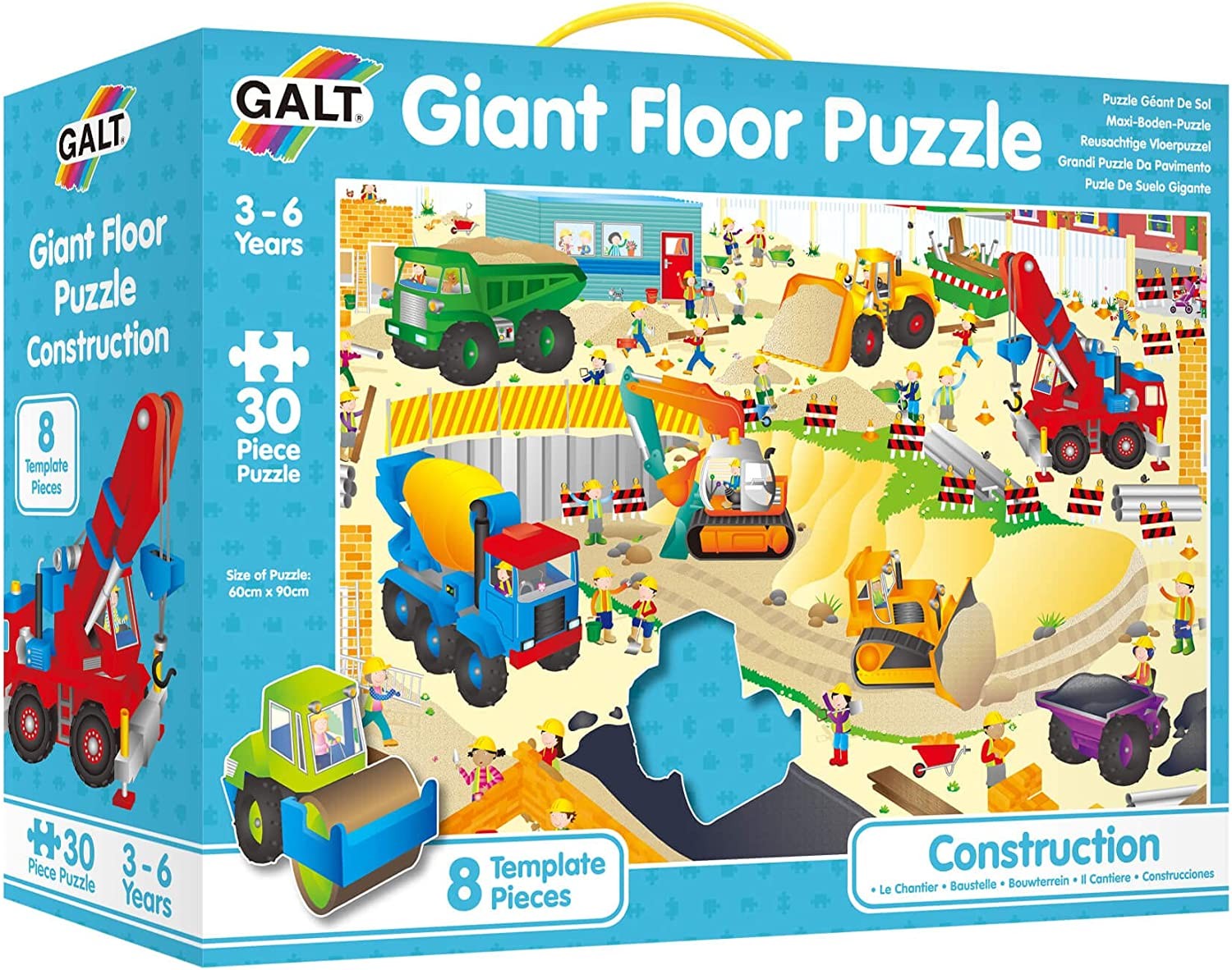 Galt Toys, Giant Floor Puzzle – Construction Site, Floor Puzzles for Kids, Ages 3 Years Plus