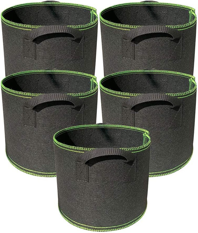 Ayvicco 5 Pack 10 Gallon Grow Bags Heavy Duty Thickened Nonwoven Aeration Fabric Pots with Handles, Indoor Garden Planter Bags for Vegetable,Flower, Herbs, Home Decoration, Plant Grow Bags