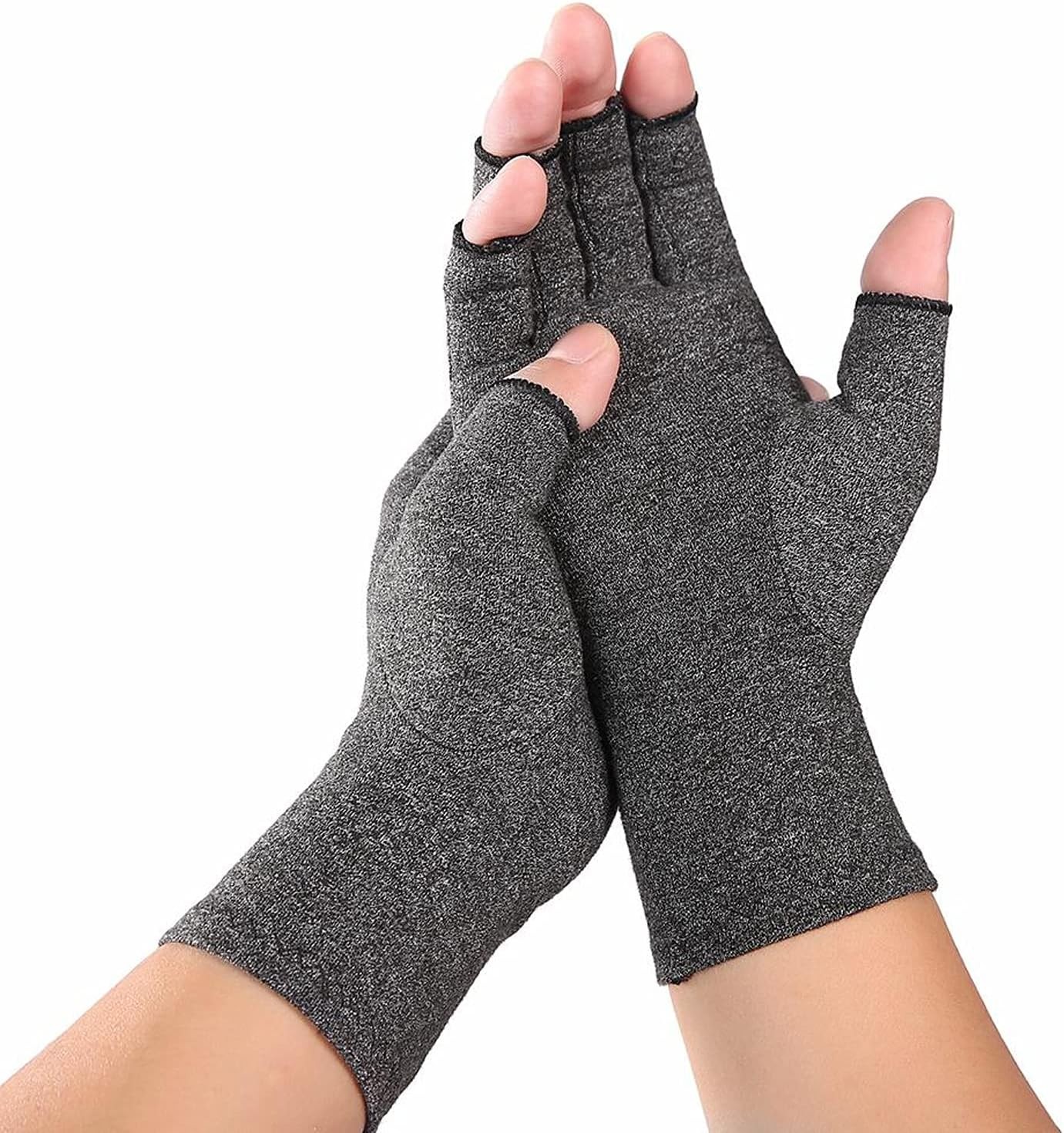 Compression Arthritis Gloves, Relieves Arthritic Aches, Pain, & Joint Swelling, Open Fingertip Gloves Provide Compression, Warmth, & Comfort, Increases Poor Circulation, Large, Pair (M (Pack of 1))