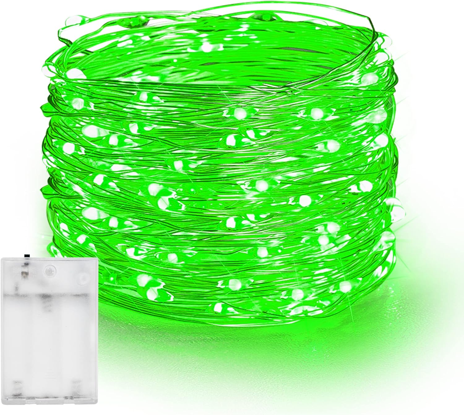 Dazzle Bright Fairy Lights Battery Operated, 20 FT 60 LED Silver Wire St. Patrick’S Day Waterproof Battery Operated String Lights, Christmas Decorations for Indoor Outdoor Bedroom Yard Decor, Green