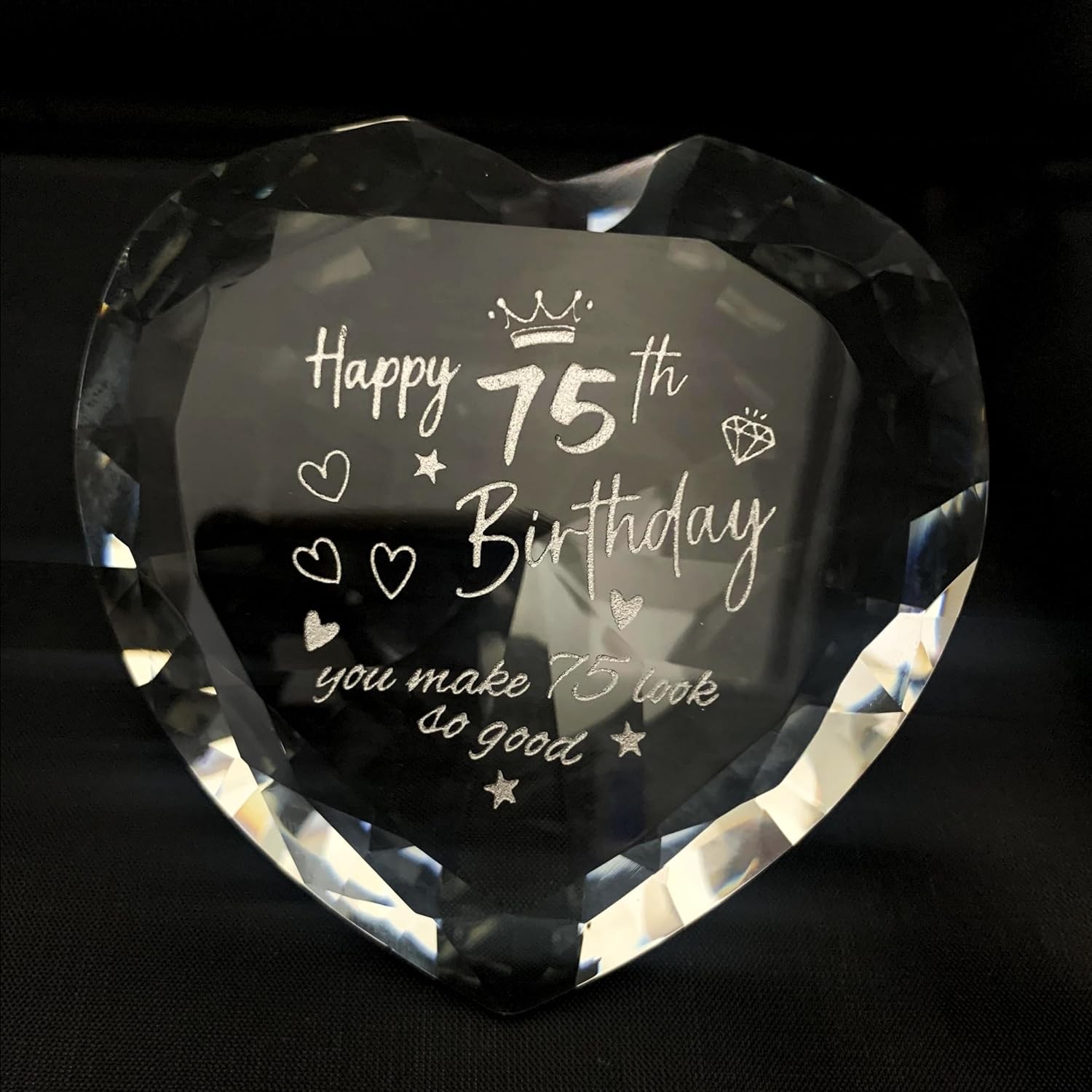 75Th Birthday Gifts for Women,75Th Birthday Gifts for Wife Her Sister,Mum,Grandma,Crystal Heart Keepsake Paperweight,75 Years Birthday Presents for Friend, Gilfriend