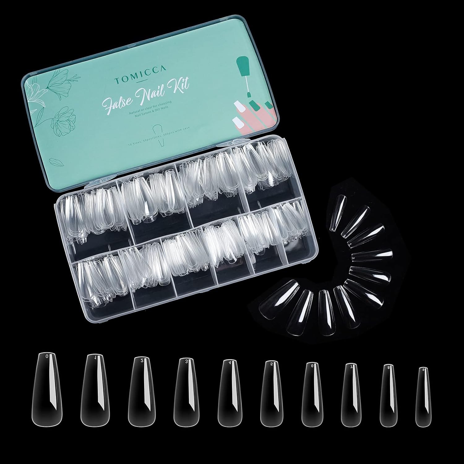 TOMICCA Clear Nail Tips Coffin 500PCS, Medium Length Soft Gel Nails Tips Fake Nails for Salon Nail and DIY Nail Art at Home