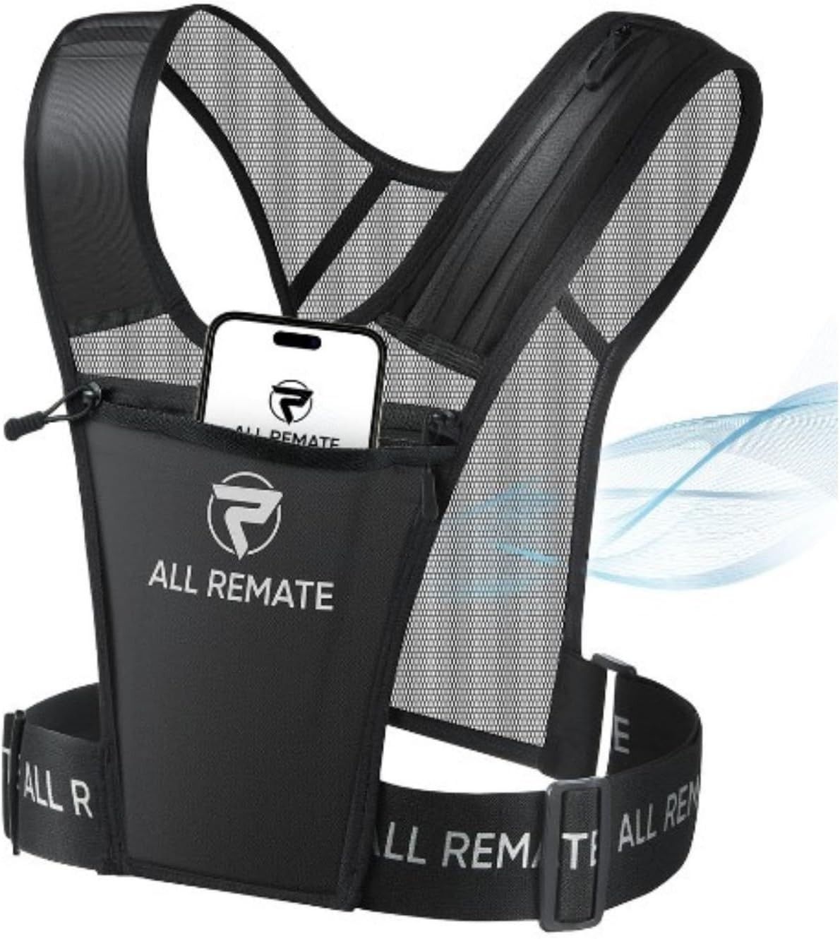 All REMATE Running Vest Chest Phone Holder, Adjustable Reflective Training Workout Gear