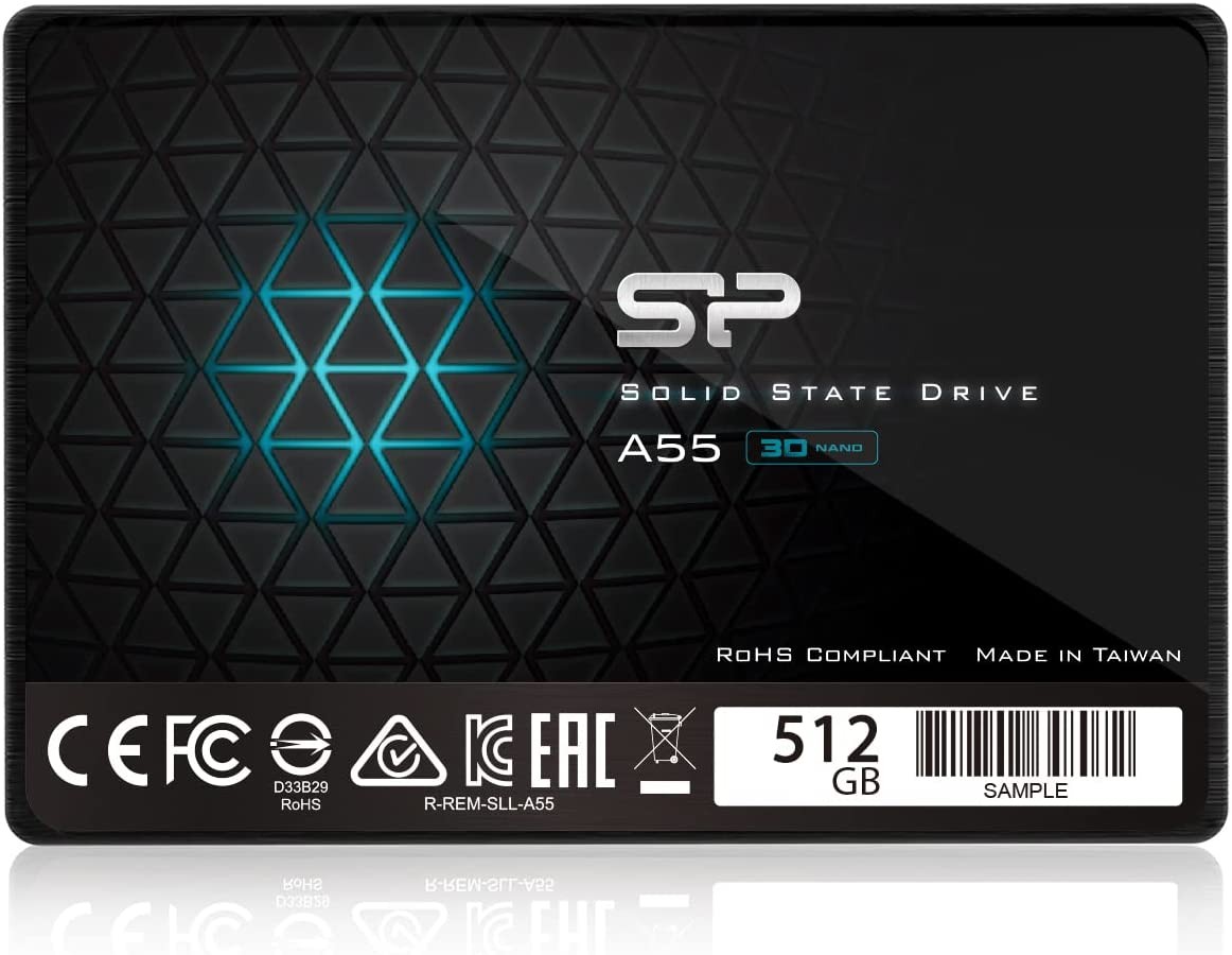 Silicon Power Ace A55 512GB SATA SSD, up to 560Mb/S, 3D NAND with SLC Cache, 2.5 Inch SATA III 6Gb/S Internal Solid State Drive for Desktop Laptop PC Computer