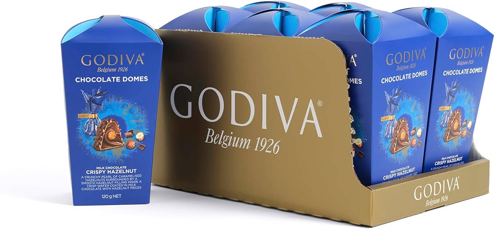 GODIVA Belgian Chocolate Milk Chocolate Crispy Hazelnut Chocolate Domes, 120G (6 Pack | 720G)