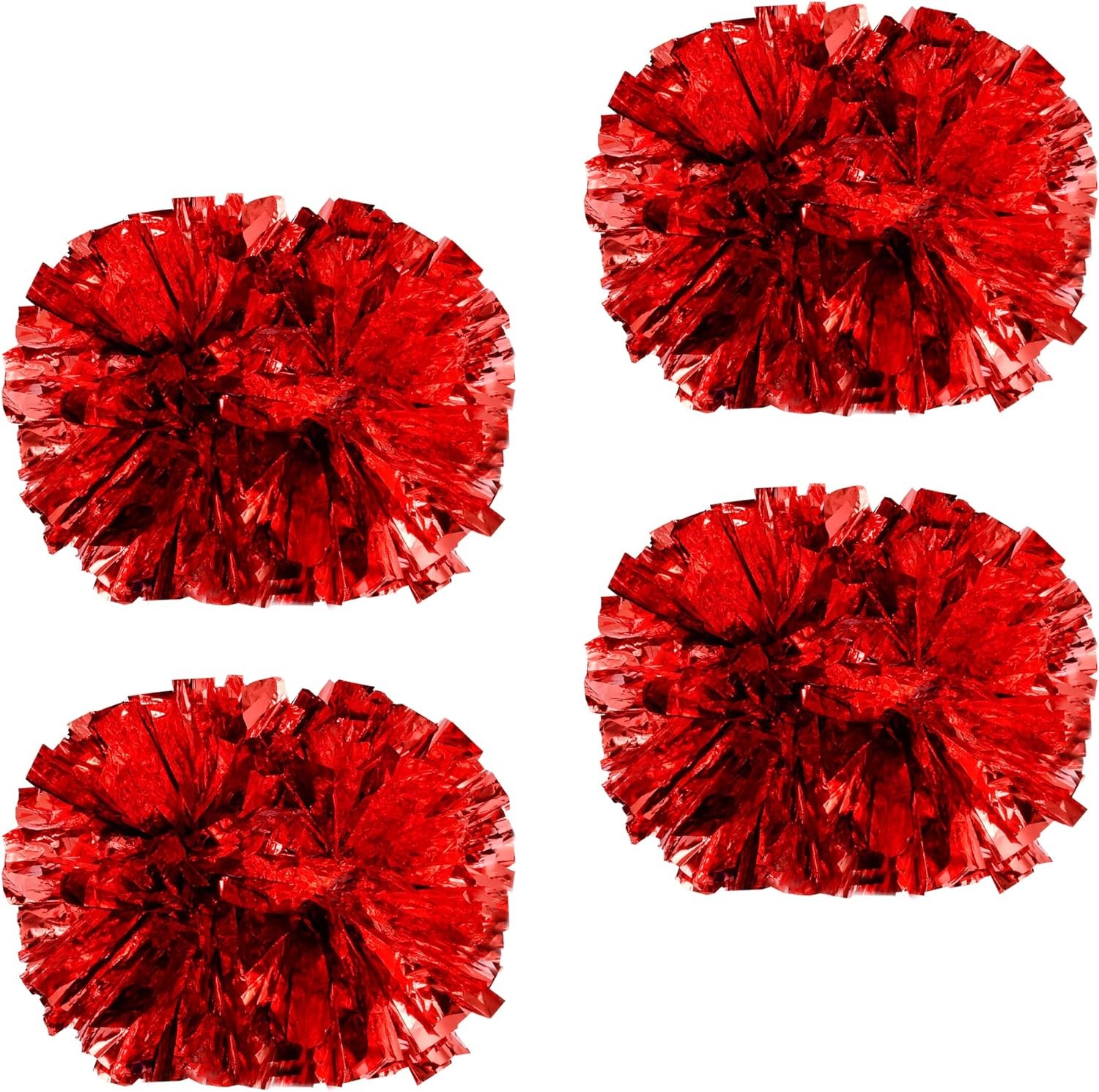 Supkiir 4Pcs Cheerleading Pom Poms for Cheerleader Costume Women, 2 Pair Cheer Pompoms for Boy Girl School Sports Games Team Spirit Cheering Dancing (All Red)