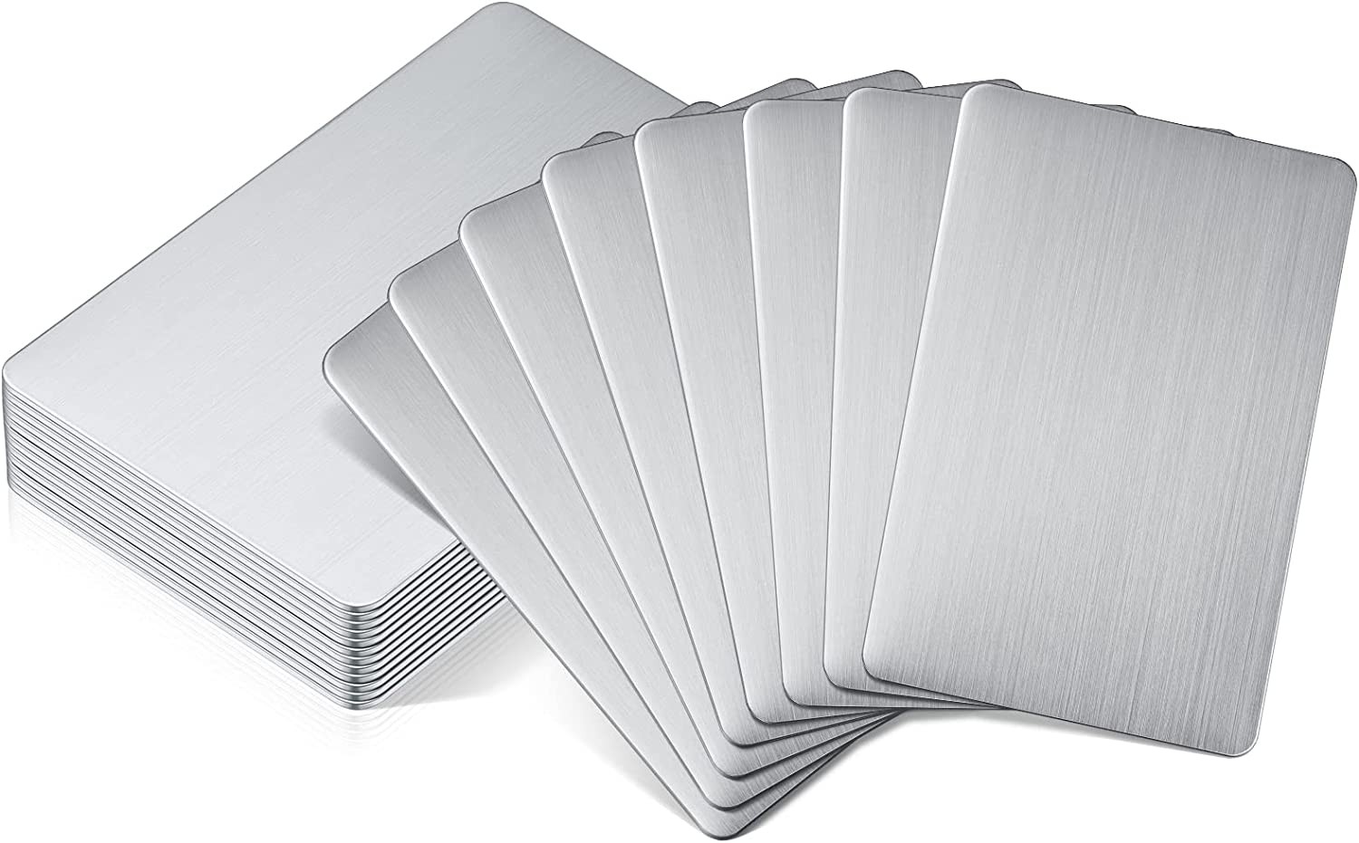 12 Pieces 304 Stainless Steel Metal Business Cards Blank Steel Card Laser Engraving Stainless Cards for House Office Customer DIY Gift Plate Cards, 86 X 54 Mm (0.5 Mm)