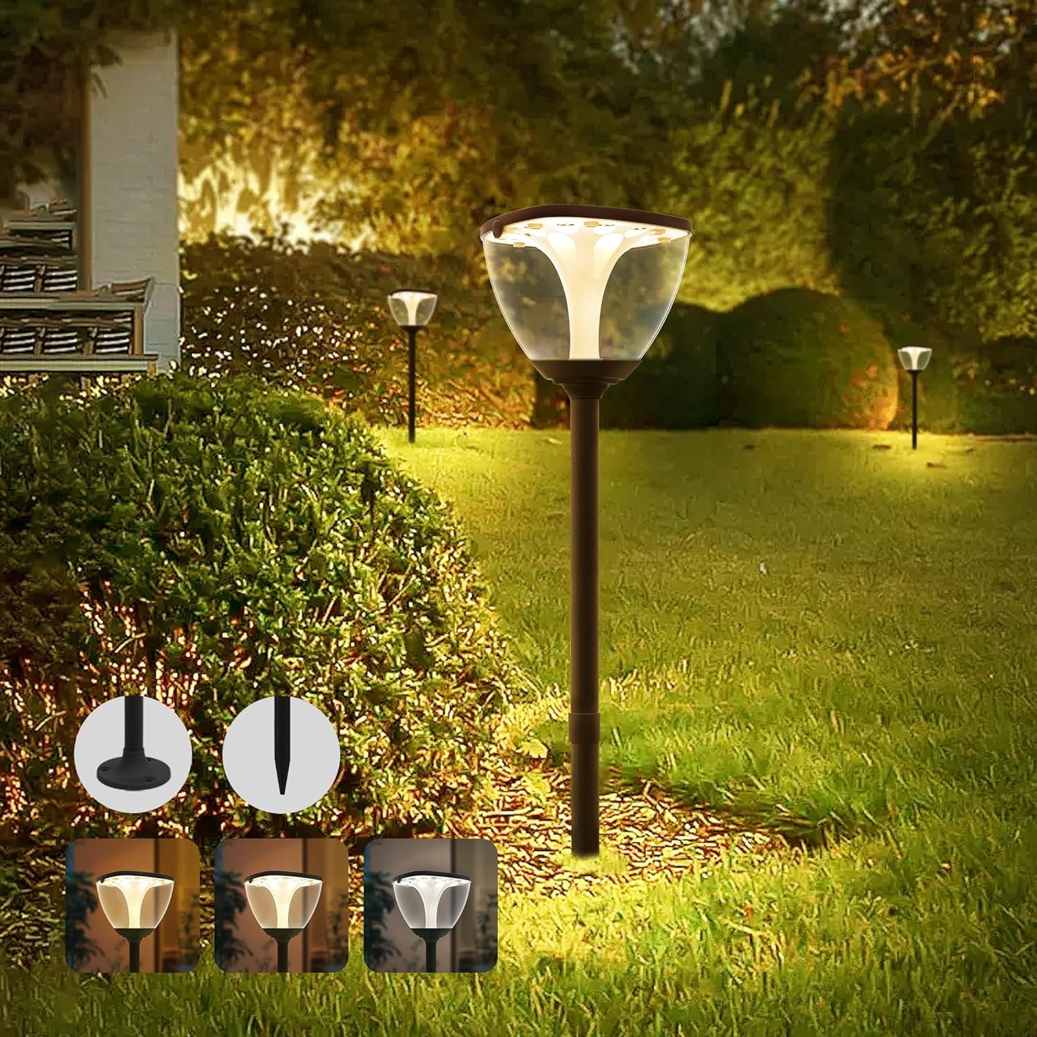 Bacowikin 1Pack Solar Garden Lights, Solar Lights Outdoor,Outdoor Lights Waterproof Warm White,Solar Lights with 83CM Aluminium Pole for Patio,Courtyard,Driveway,Pathway