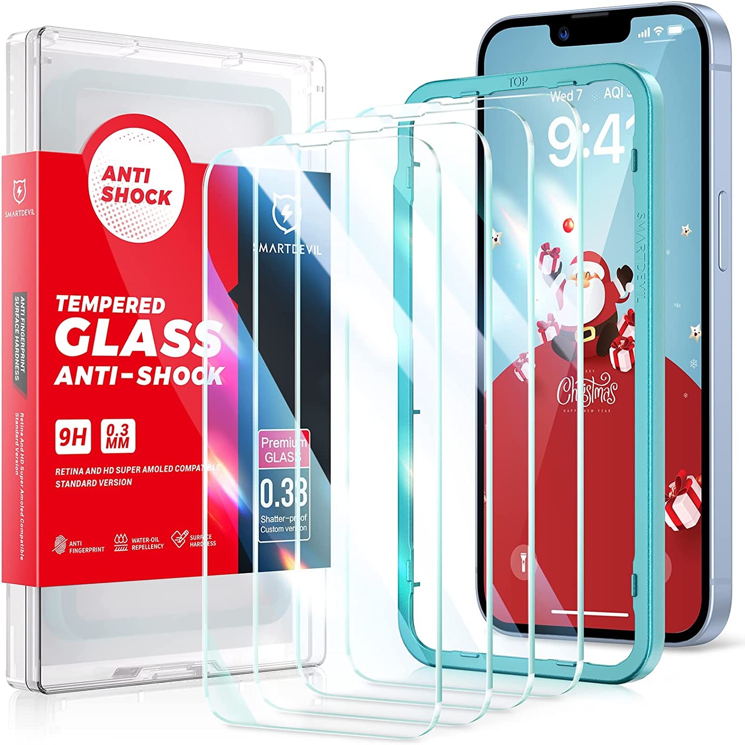 Smartdevil 3 Pack Screen Protector for Iphone 14 Plus/ 13 Pro Max, [Auto Alignment Kit][10X Military Grade Shatterproof][Crystal HD Clear],Anti-Scratch Tempered Glass,Bubble Free,Case Friendly,Sensitive Touch,Ultra-Thin