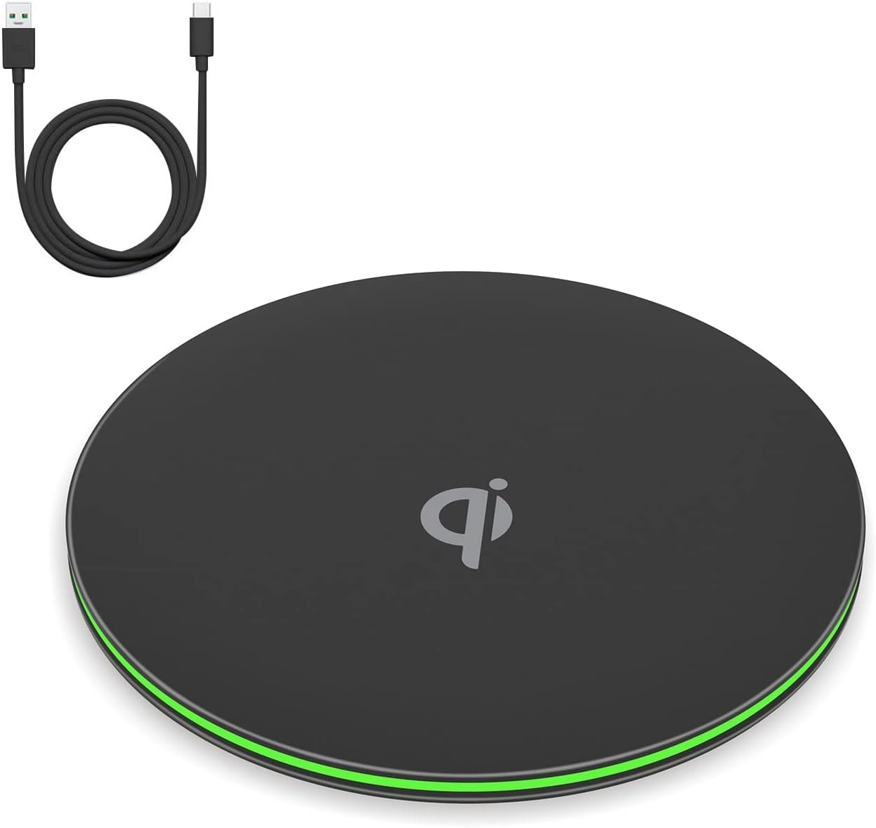 Wireless Charger, Qi Fast Wireless Charging Pad for Iphone and Samsung,15W Max for Iphone 14 13 12 11 X XR plus 8 New Airpods and Galaxy S22 S21 S20 S10 S9 S8 plus Note 20/10 (No AC Adapter) (Black)