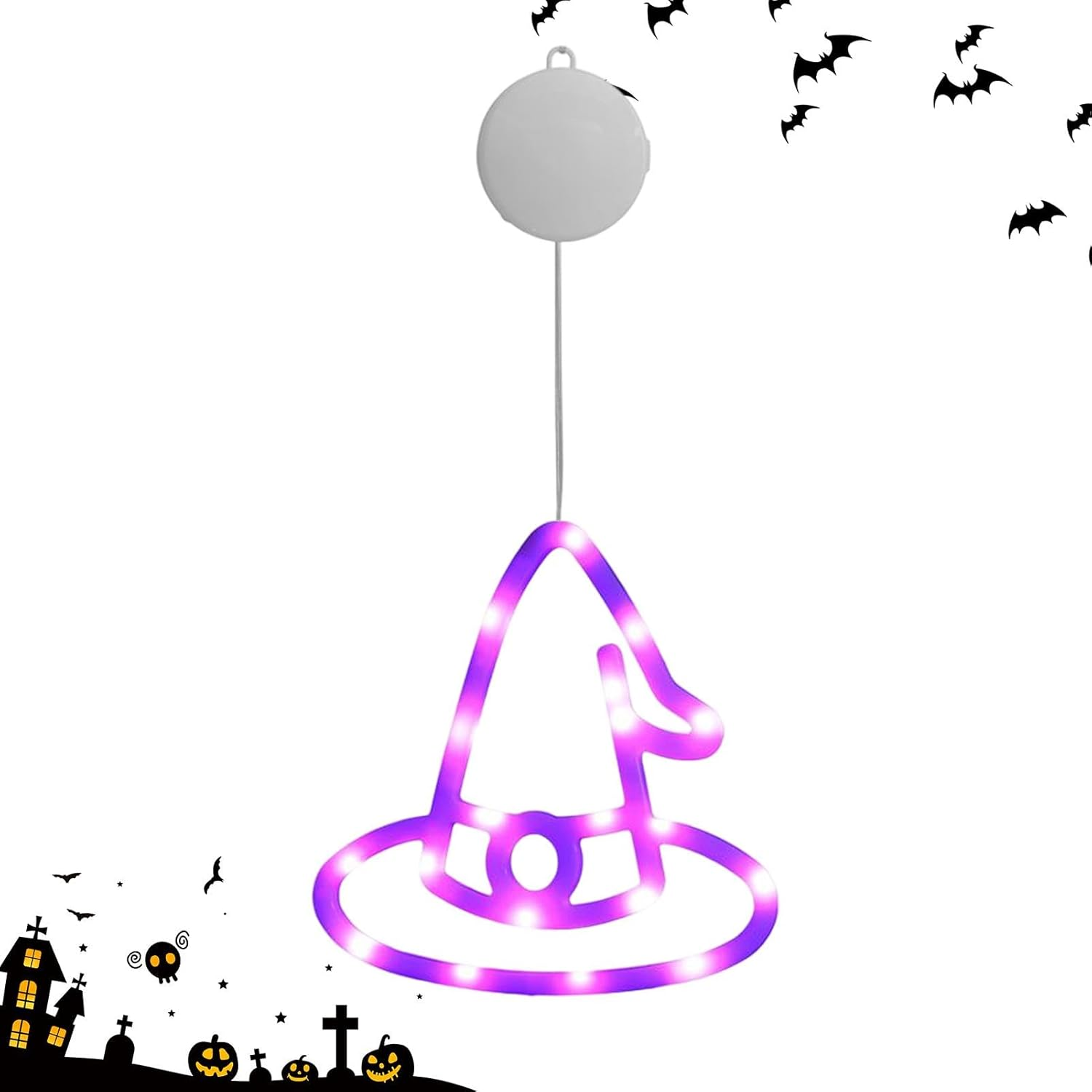 Halloween Lights for Window – Halloween Lamp Suction Cup | Battery Operated Halloween Lights for Home, Pumpkin Witch Hat Light Indoor Halloween Party