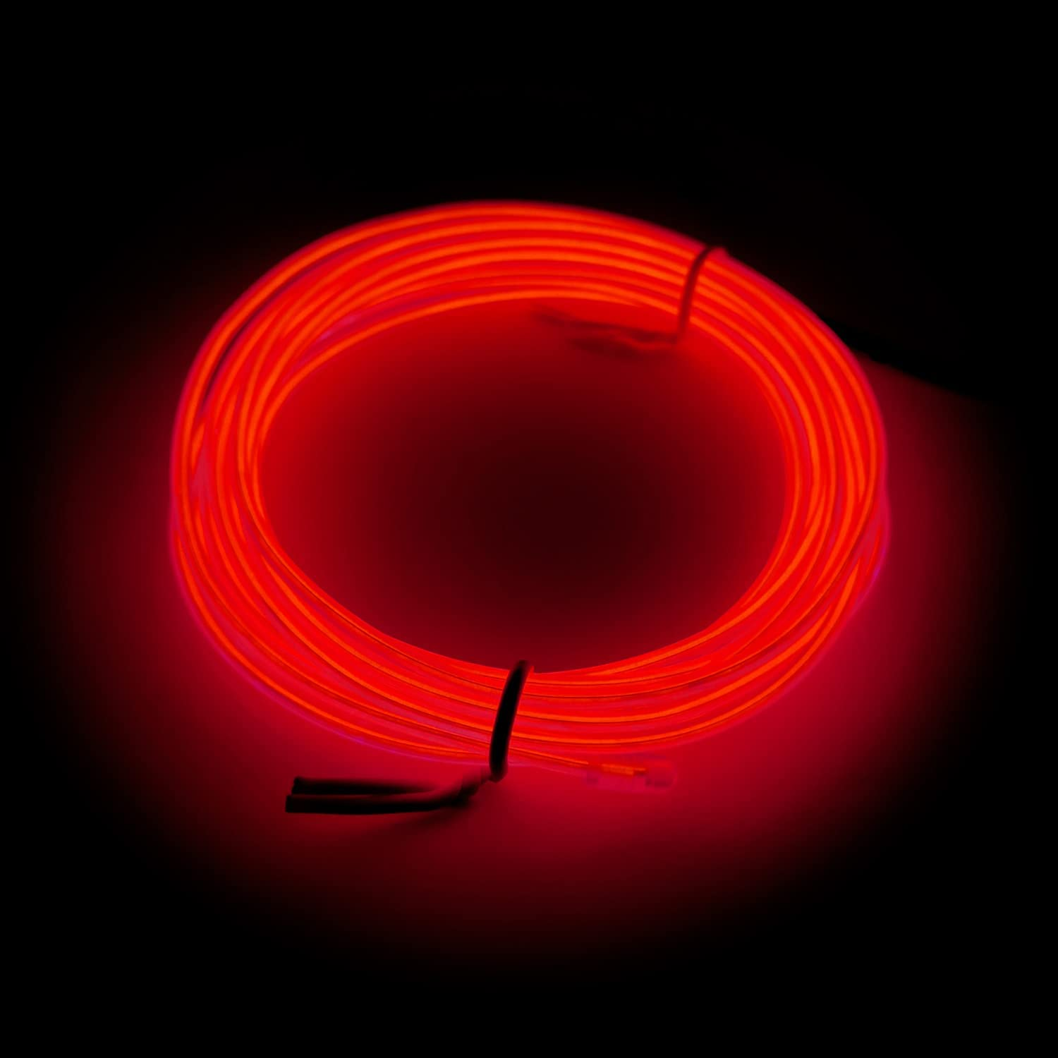 EL Wire Red, Maxlax 2M Portable Battery Pack Neon Lights Strip 360° Cuttable Glowing Rope Lights for Parties, Halloween, DIY Decoration