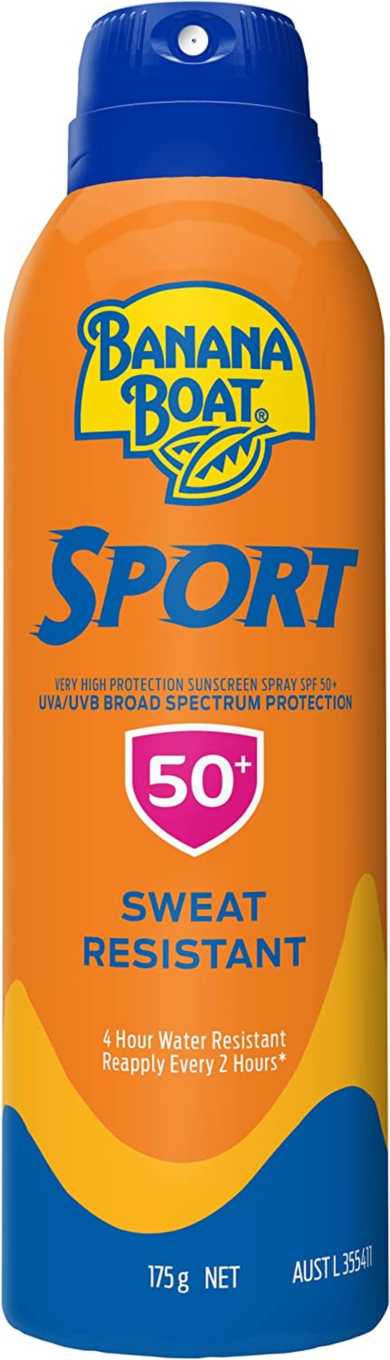 Banana Boat Sport Sunscreen Spray SPF50+ 175G, UVA/UVB, Non-Greasy, Sweat Resistant, 4-Hour Water Resistant, Made in Australia