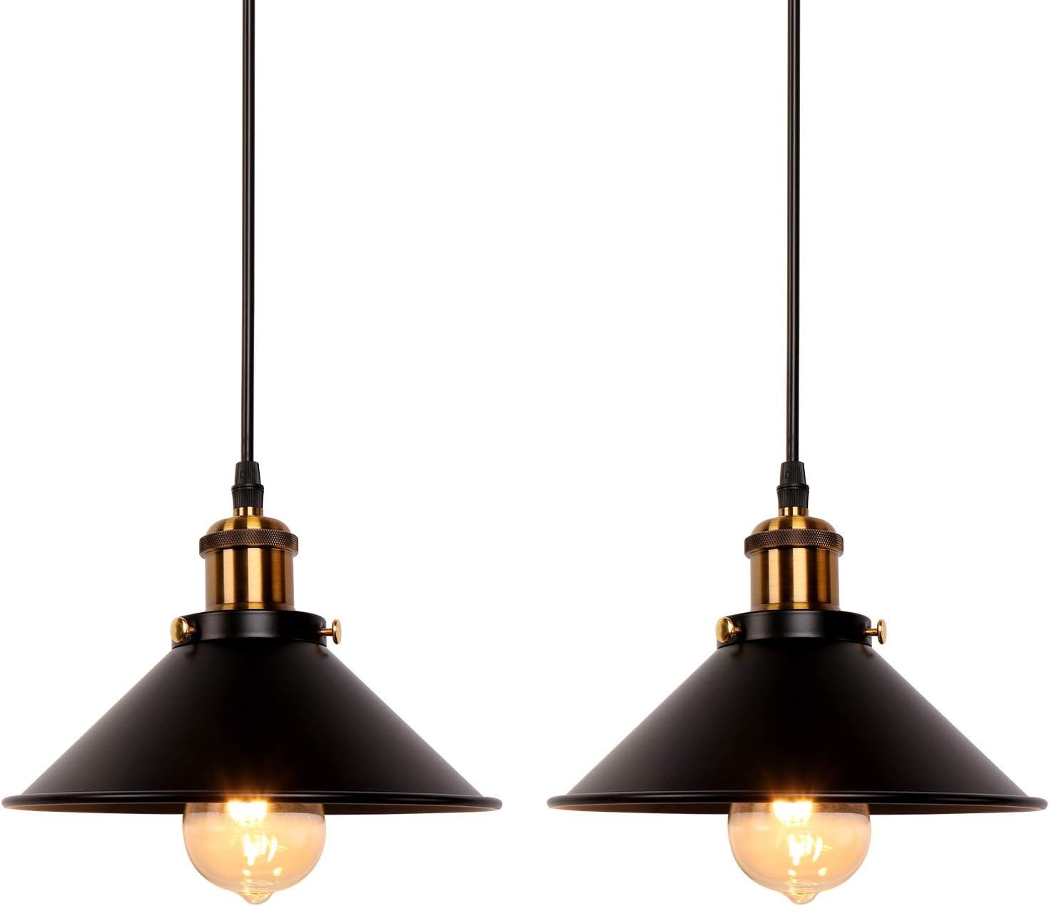 Newrays Industrial Retro Black Iron Kitchen Restaurant Bar Balcony Hanging Pendant Light (2 Pack)