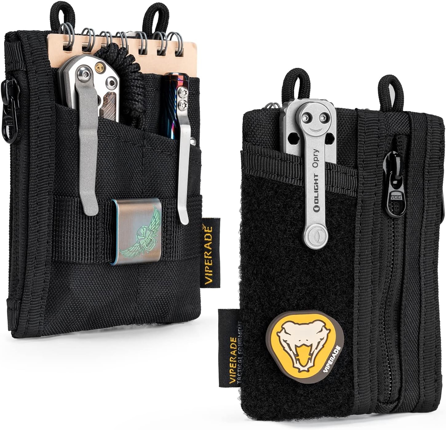 VIPERADE VE18-S EDC Pouch, Pocket Organizer Pouch for Men, EDC Pocket Organizer Pouch, 3 Slots with 2 Zipper Pockets, Velcro Pouch Multitool Pouch