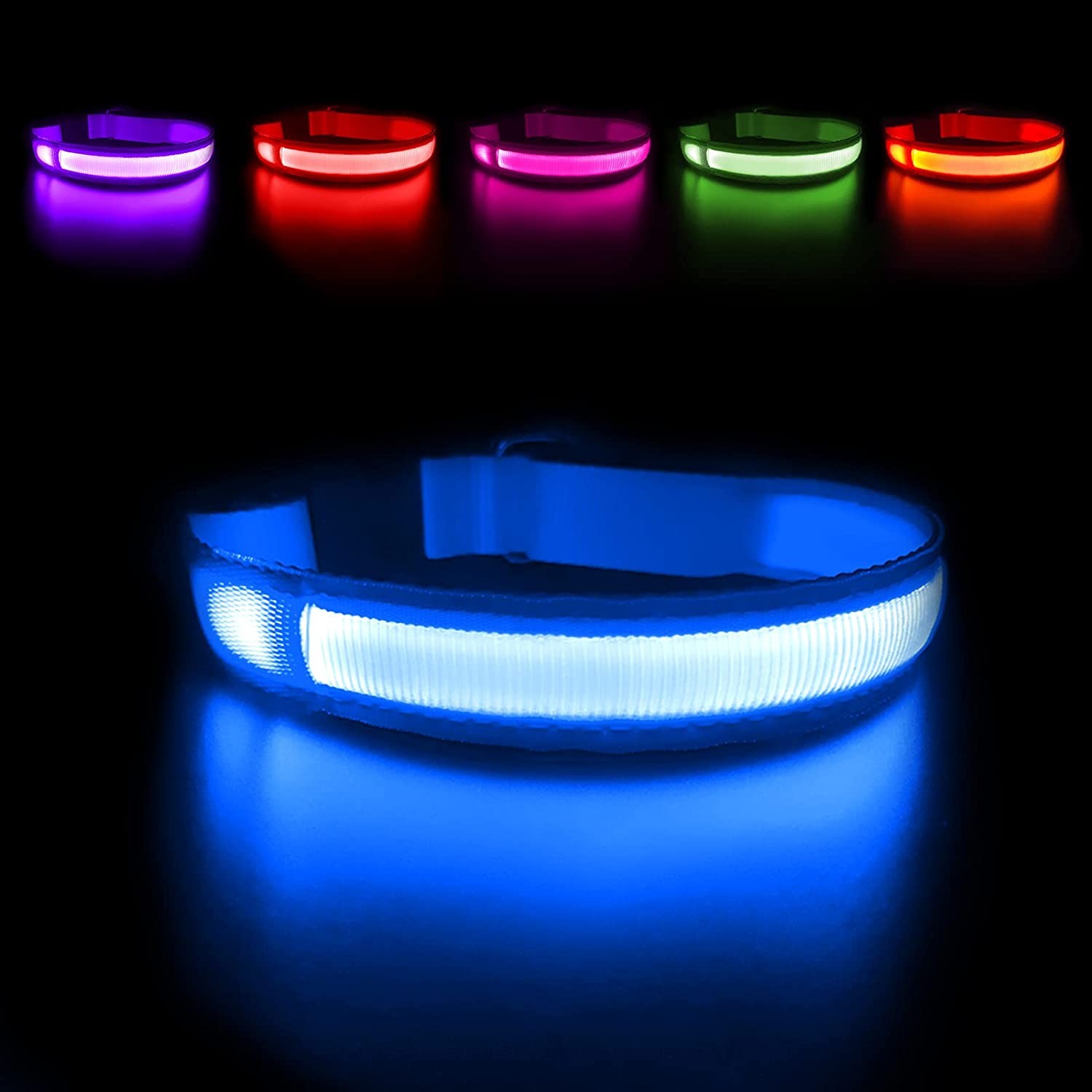 MASBRILL Light up Dogcollars-Rechargeable LED Dog Collar-Waterproof Night Walking Glowing Dog Collar for Small Medium Large Dogs