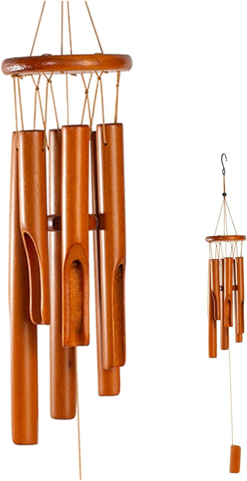 Sansnow Wooden Wind Chimes Outdoor/Indoor, Natural Bamboo Wind Chimes with Beautiful Deep Tone for Garden/Home Decor 30 Inches, Brown