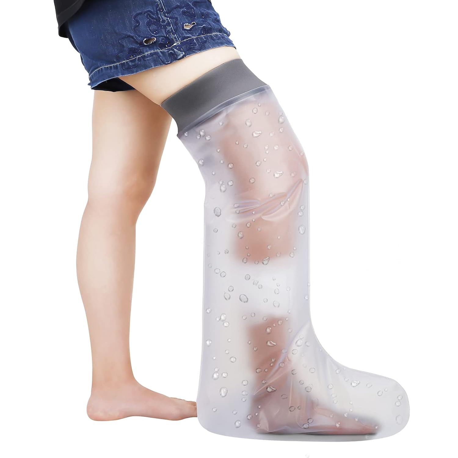 Waterproof Leg Cast Cover for Shower Bath, Adult Full Leg Cast Shower Cover Leg Watertight Sealed to Keep Wounds Dry, Bandage Cast Protector for Leg Knee Foot Ankle Surgery, No Mark on Skin Reusable