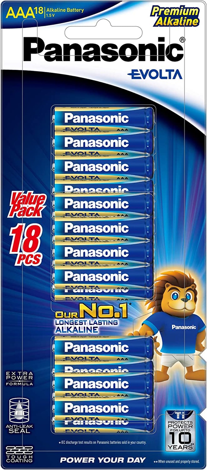 Panasonic Evolta AAA Premium Alkaline Batteries, 18-Pack (LR03EG/18B)