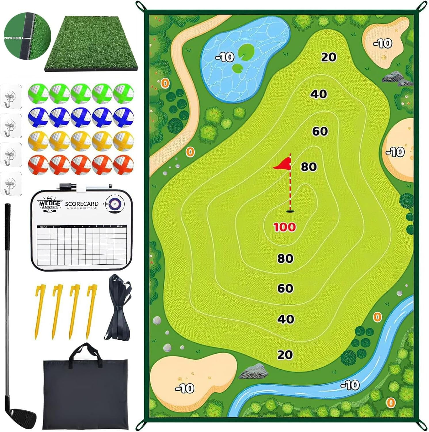 TIGER LIMA Golf Game Set with Club, Garden Game Set with All Golf Equipment, Casual Golf Set with Extra Thick Mat, Golf Chipping Game with 20 Golf Balls, Complete Golf Club Sets for Indoor and Outdoor