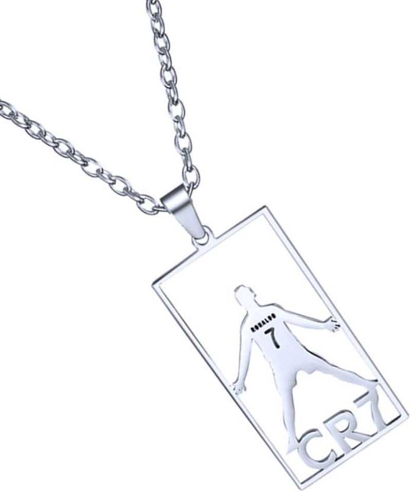 COMTRUDE CR7 Pendant Football Star Cristiano Ronaldo Necklace Pendant Silver Premium Stainless Steel Football Necklace