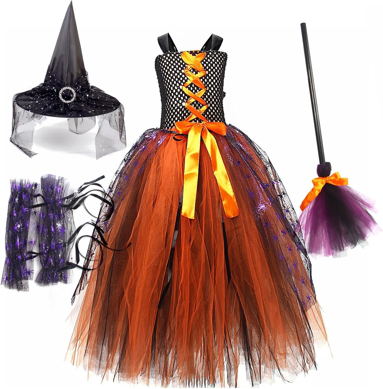 Costume Kids, Halloween Costume Witch Dress for Girls, Winifred Sanderson Sisters Costume, Halloween Cosplay Costume Fancy Dress up Tulle Dress