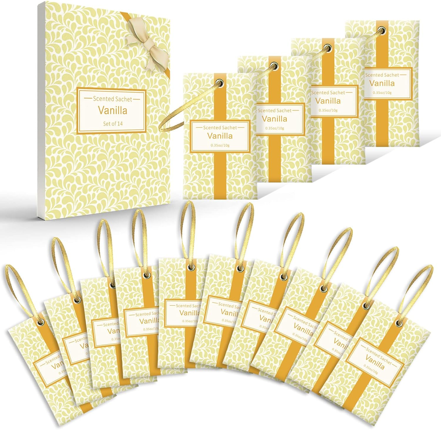 LA BELLEFÉE Scented Sachet,14-Packs Vanilla Fragrance Packets Perfume Envelopes Sachets, Idea Home, Wardrobe, Drawer, Car, Closets Vanillaschets-14