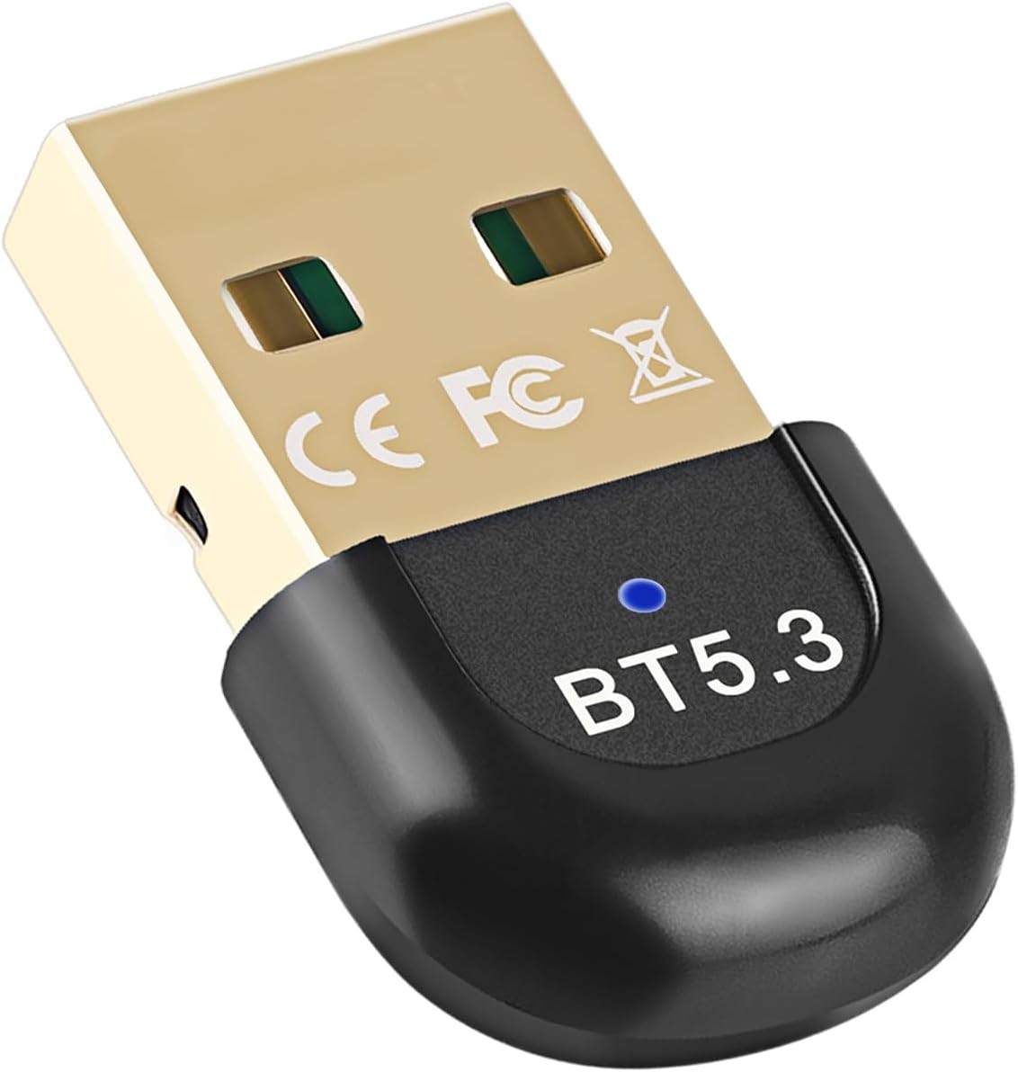 Bluetooth 5.3 Adapter, USB Bluetooth Low Energy Dongle for PC Laptop, Compatible with Bluetooth V5.1/5.0/4.0/3.0/2.1/2.0, Plug and Play for Windows 11/10/8.1/7 Game Controller Headset Keyboard Mouse