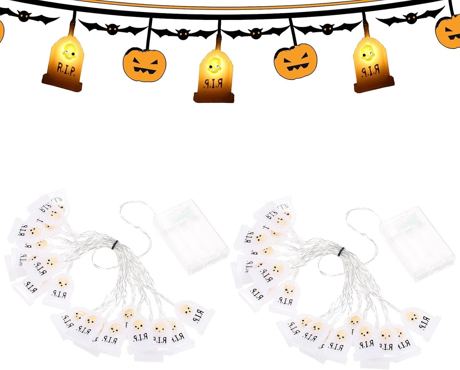 Decorative Halloween String Light – Tombstone LED Lights RIP Decorative Light String, Supplies Outdoor Decoration for Halloween Haunted House