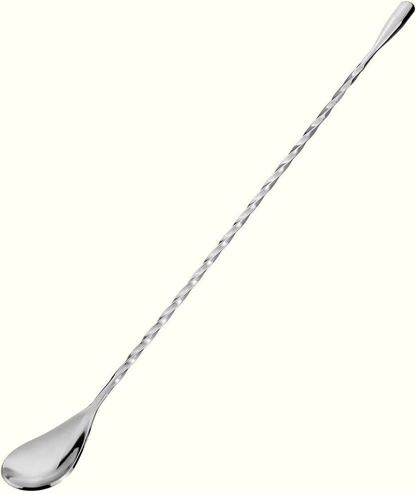 Cocktail Spoon Silver, 11.8 Inches Stirrer, Long Mixing Spoon, Stainless Steel Spiral Long Handle Cocktail Mixer Spoon for Cocktail Shakers, Tall Glasses and Pitchers