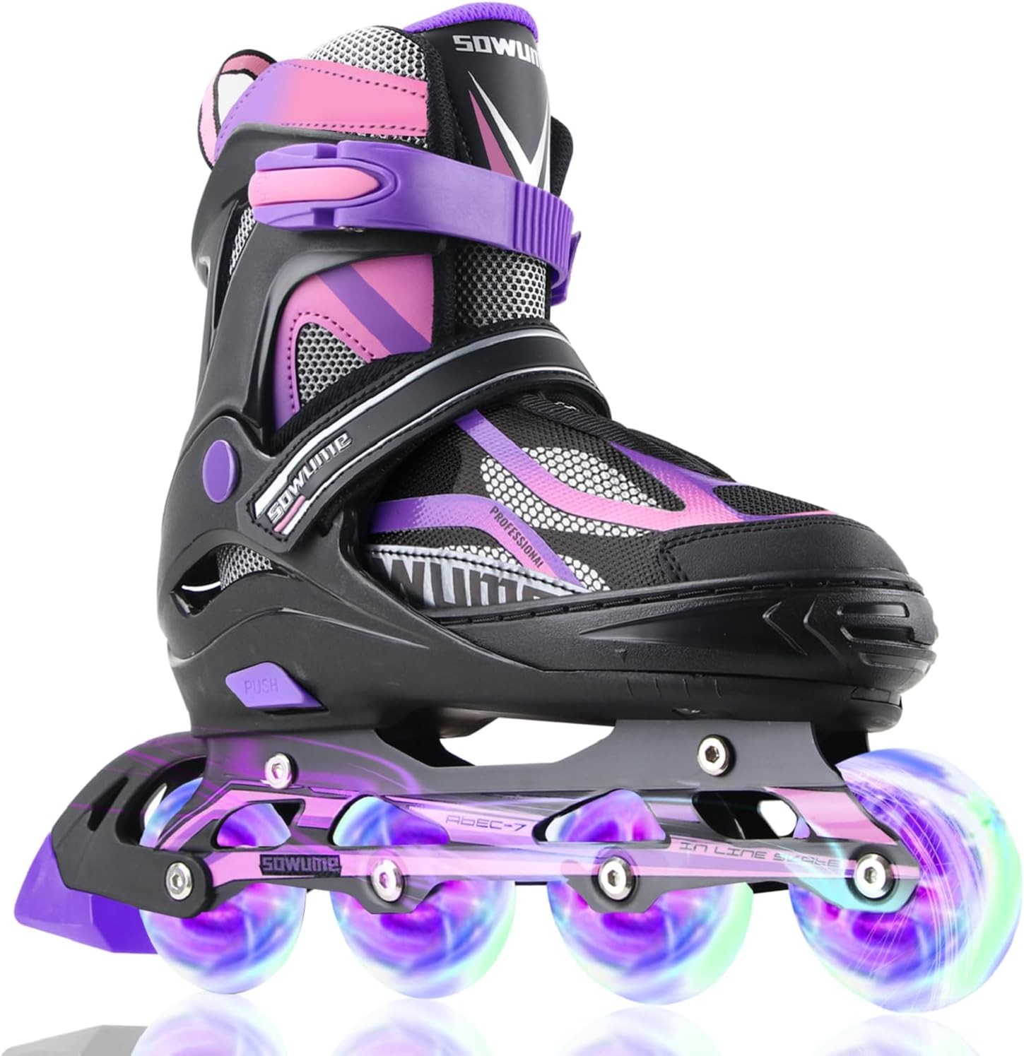 Sowume Adjustable Inline Skates for Girls and Boys, Roller Blades Skates with All Light up Wheels, Patines Para Mujer for Kids and Adults, Men and Women