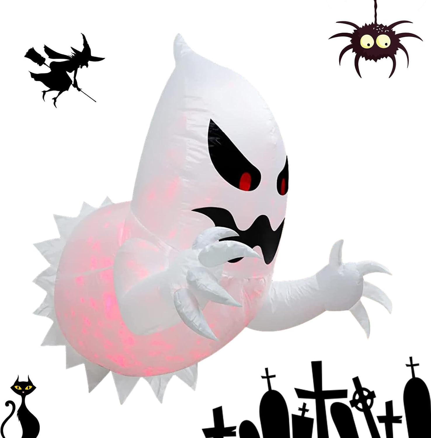 Halloween Inflatables Outdoor Decorations | Spooky Ghost Broke Out from Window – Halloween Decoration with Built-In LED Lights Outdoor Decoration for Garden Lear-Au