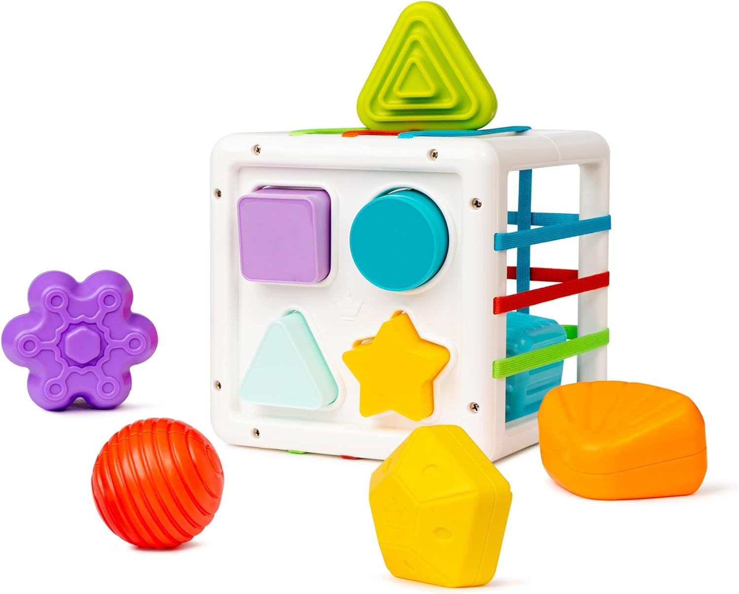 Montessori Toys for Babies 6-12 Months, 10 Pcs Colorful Toddler Busy Cube Toys 1 Year Old，Baby Educational Toys Shape Sorter Birthday Gifts, Baby Toys 6-12-18 Months