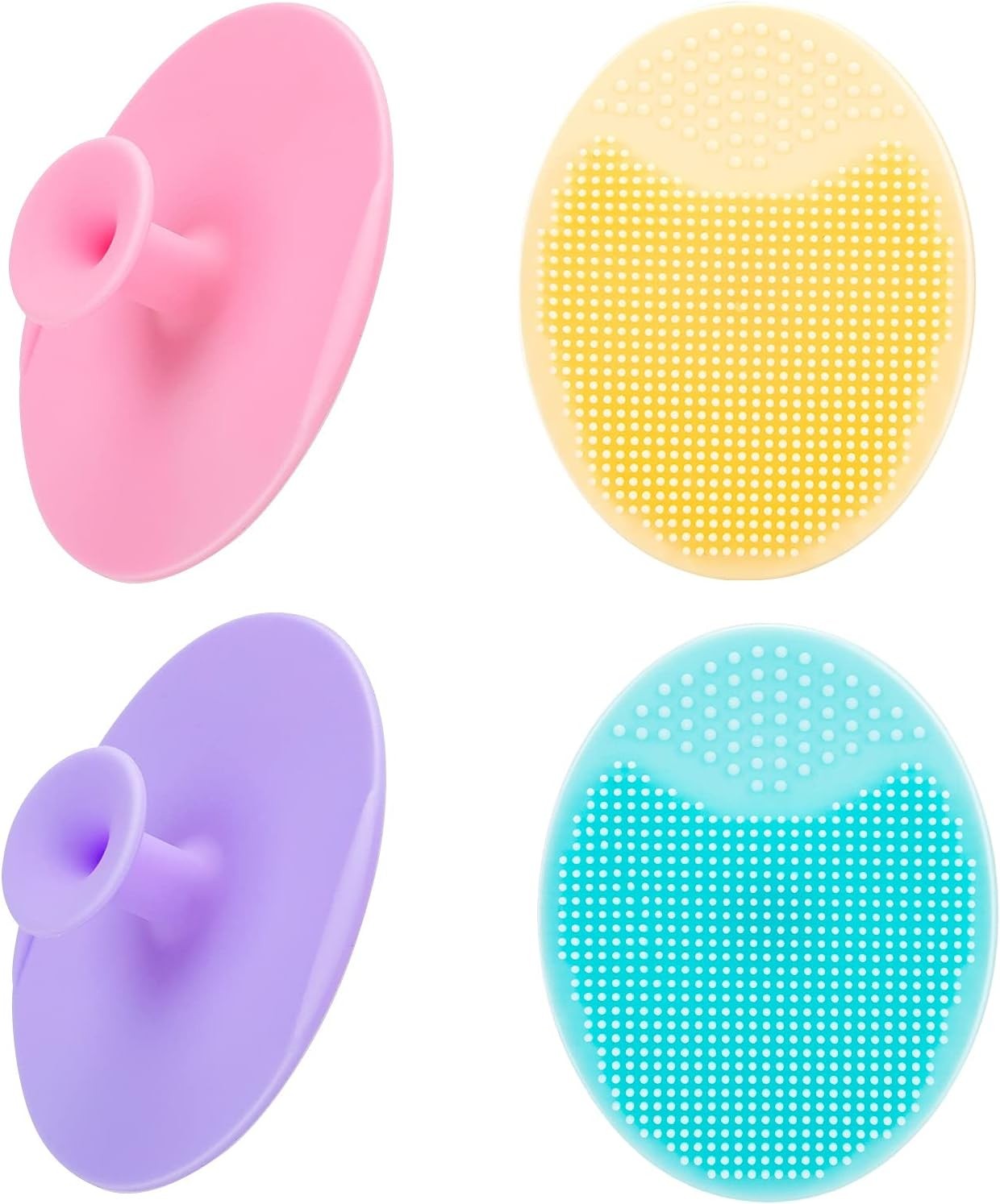 4 Pack Face Scrubber,Jexcull Soft Silicone Facial Cleansing Brush Face Exfoliator Blackhead Acne Pore Pad Cradle Cap Face Wash Brush for Deep Cleaning Skin Care(Multicolor A)