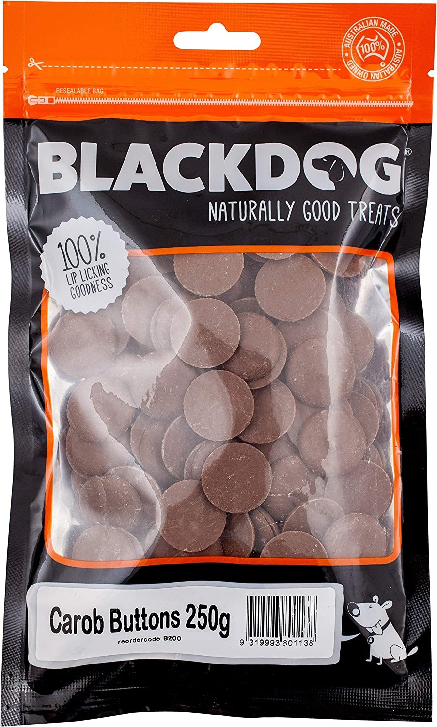 BLACKDOG CAROB BUTTONS 250G, All