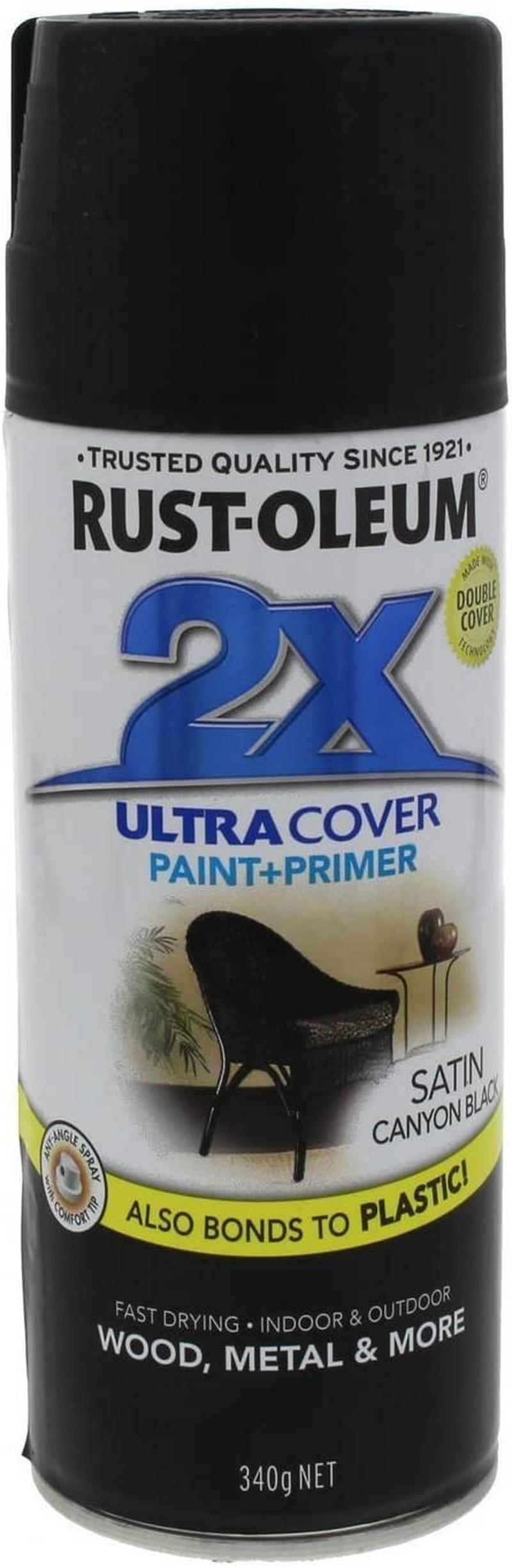 Rust Oleum 2X Ultra Cover Satin Spray, Canyon Black, 340 G