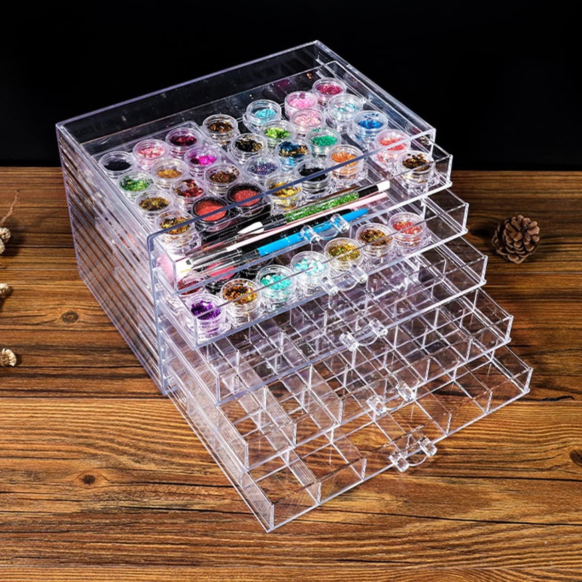 Earring Storage Box Organizer, Acrylic Jewelry Storage Box Holder 5 Drawers Transparent Jewelry Display Stand with 72 Grids Gift Boxes for Women Girls