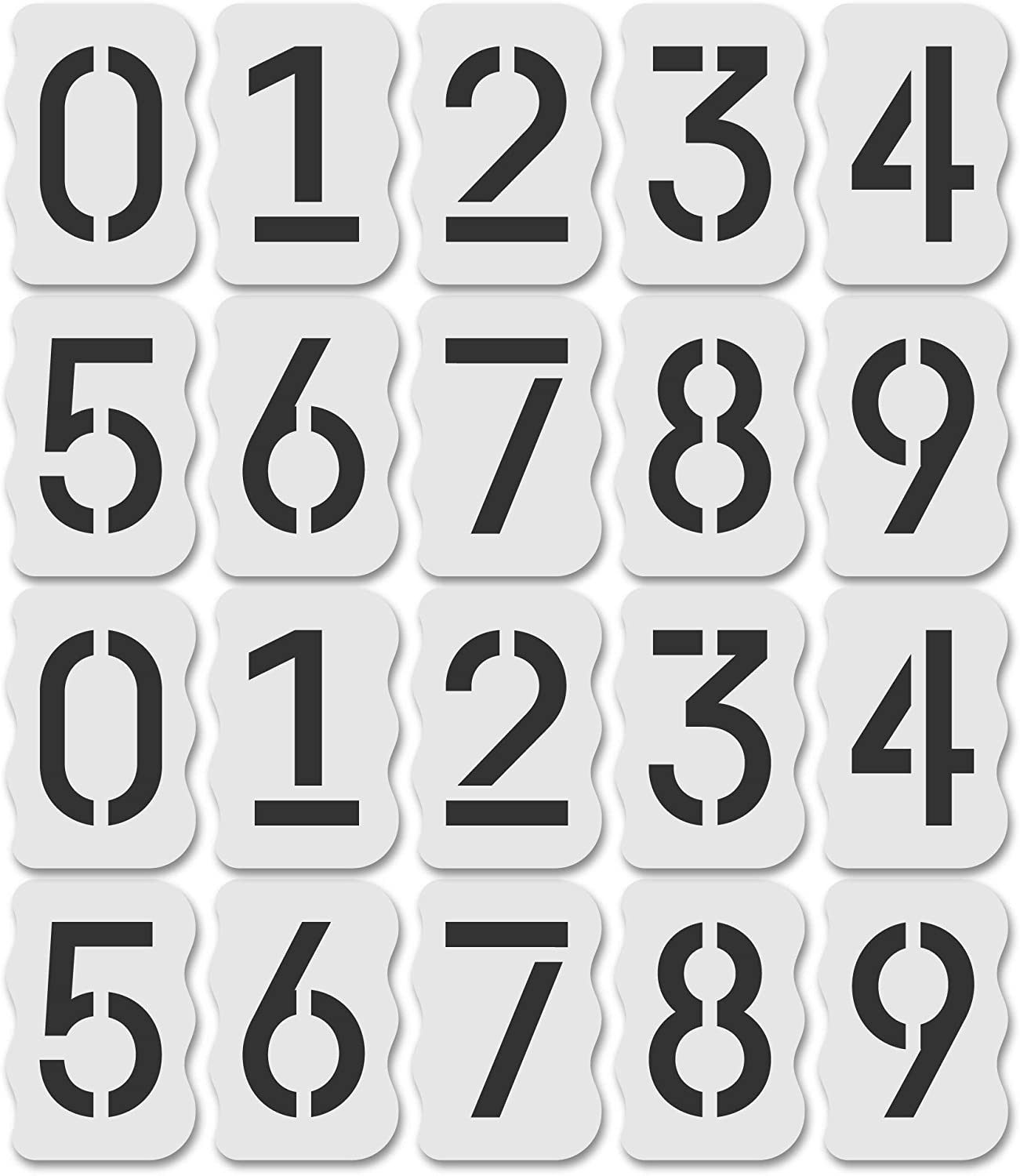 Curb Stencil Kit for Address Painting, All Numbers – 14 Mil Mylar Plastic [4″ Tall Numbers, Set of 2]