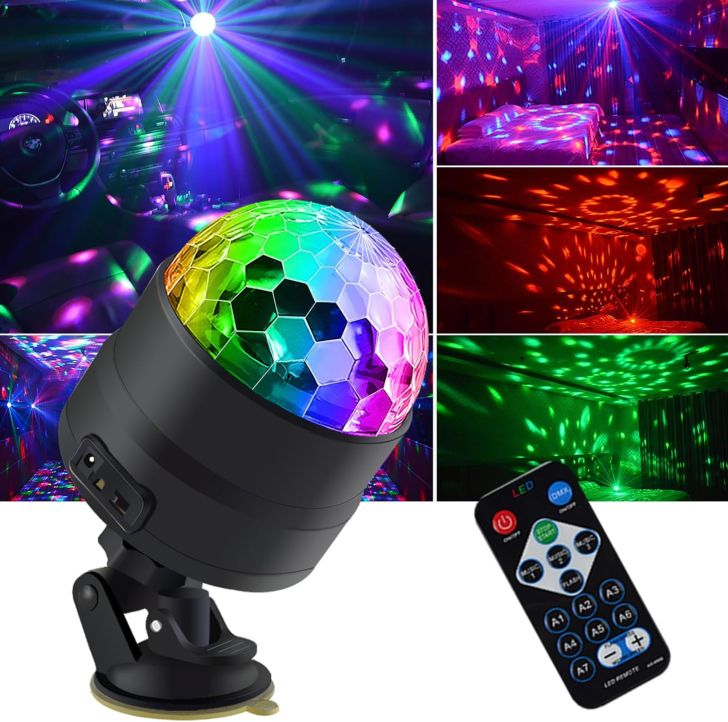 Disco Lights, Disco Ball Light Party Lights Dj, Led Mini Colors Stage Lights Sound Activated Automatic, Strobe Light Halloween Christmas Decoration Lights Happy Birthday Gift Wedding Club Show