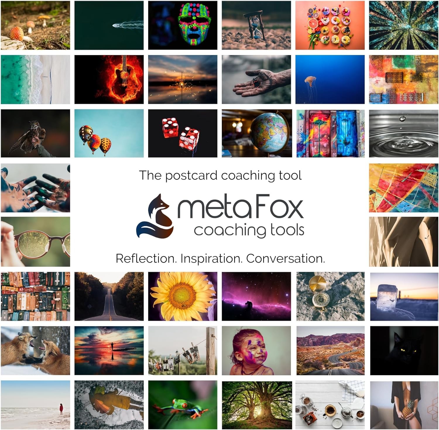 Metafox – 52 Coaching Picture Cards ORIGINAL – Conversation Starter Cards and Facilitation Tools for Coaching, Workshop, Training, and Therapy – Team Building Cards as Icebreaker Game and Inspirational Card Set for Personal Reflection