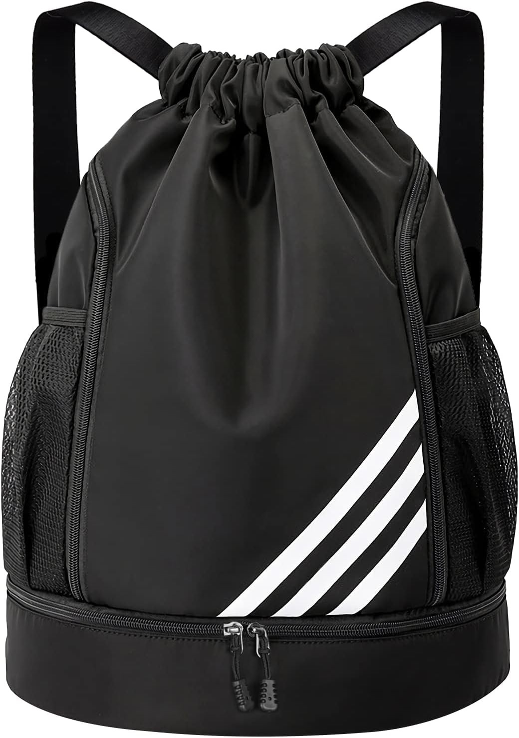 Drawstring Backpack Sports Gym Bag, Large Capacity Waterproof Gym Bags Lightweight Travel Backpack with Shoe Compartment and Water Bottle Holder for Men Women