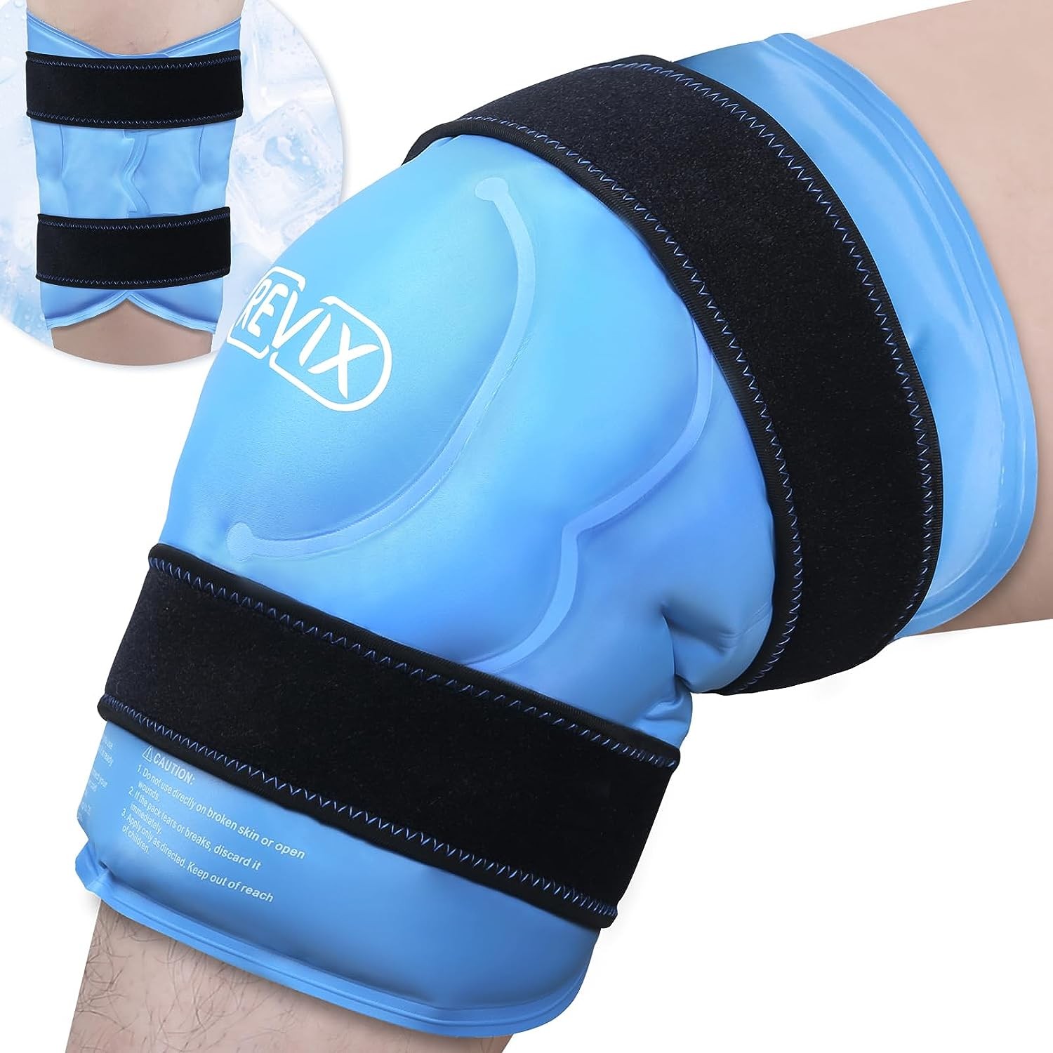 REVIX 20” XXXL Knee Ice Pack Wrap around Entire Knee after Surgery, Large Ice Pack for Knee Pain Relief, Reusable Ice Wraps for Knee for Replacement Surgery, Swelling, Sports Injuries, Blue