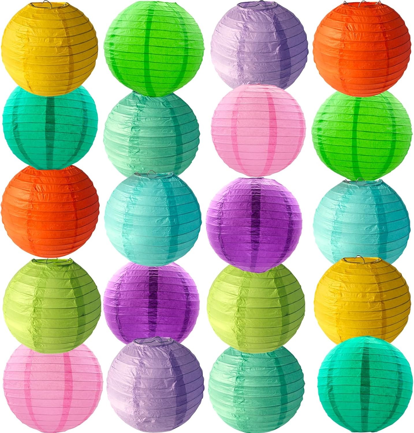 Paper Lanterns Decorative Hanging Chinese 20CM Multicolor round Paper Lanterns for Christmas New Years Birthday Wedding Baby Bridal Shower Home Decor Party Decoration (20, Multicolor)