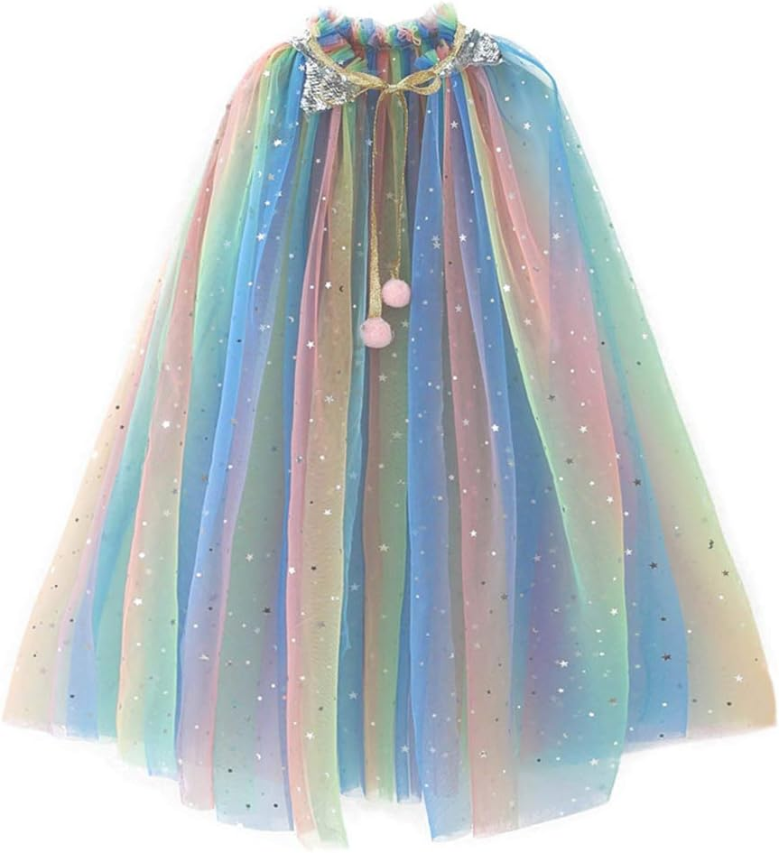 Rainbow Cape Cloak for Girl Princess