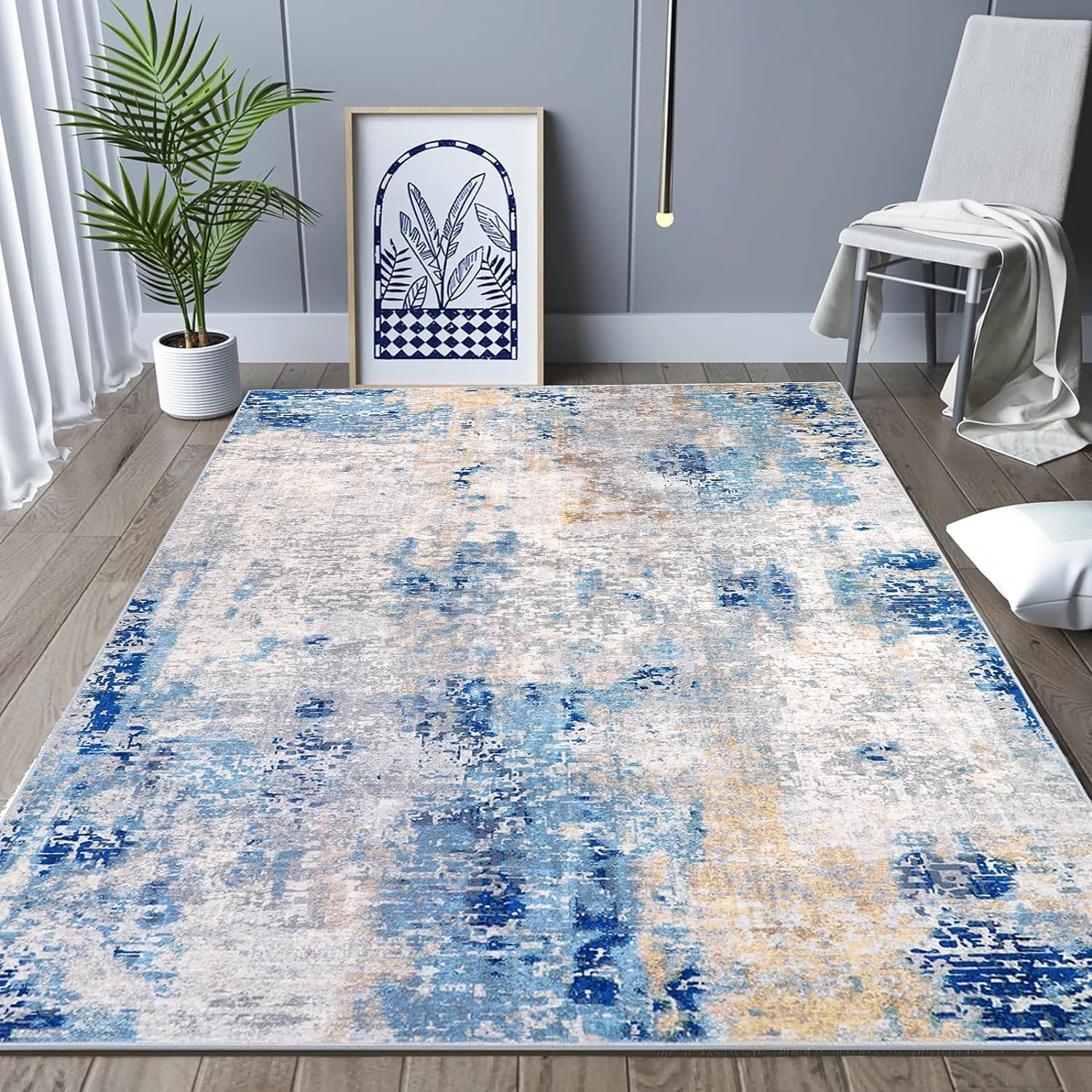 Area Rugs，160 * 120Cm Modern Non-Slip Machine Washable Soft Carpet for Living Room/Bedroom/Dining/Office