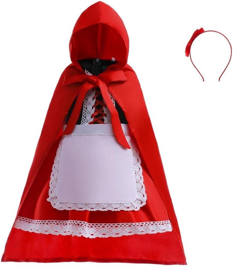 Dressy Daisy Little Red Riding Hood Fancy Dress up Costume Set with Cloak Cape for Toddler Girls Size 2 to 14